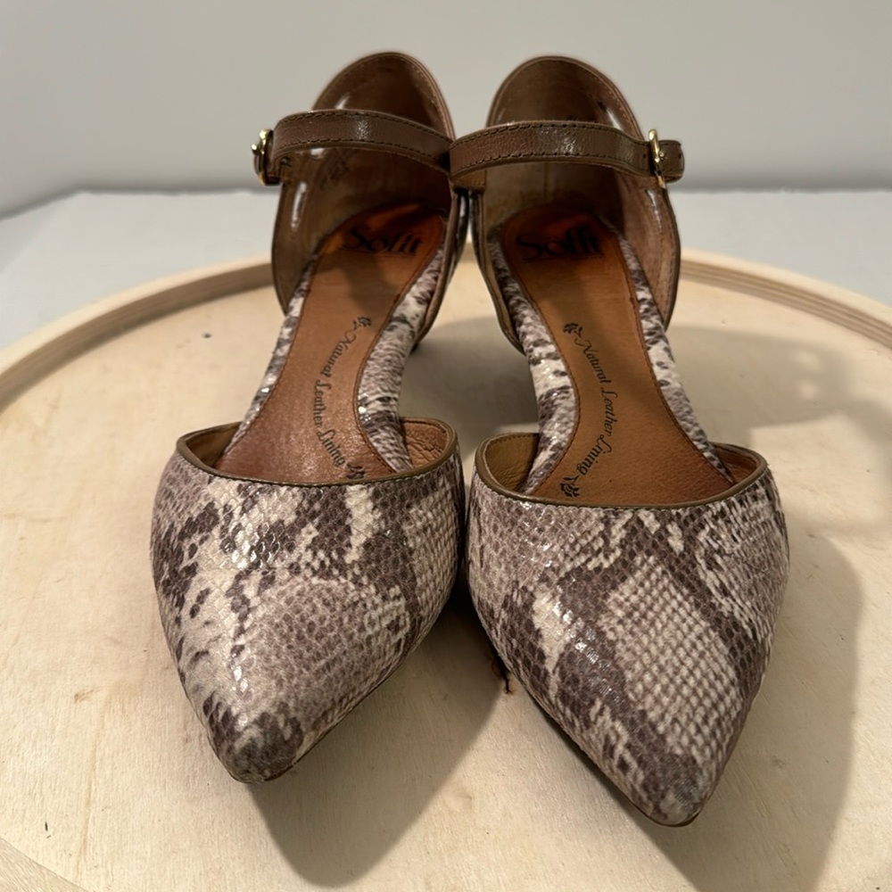 Snake Skin Print Mary Jane Kitten Heel Shoes